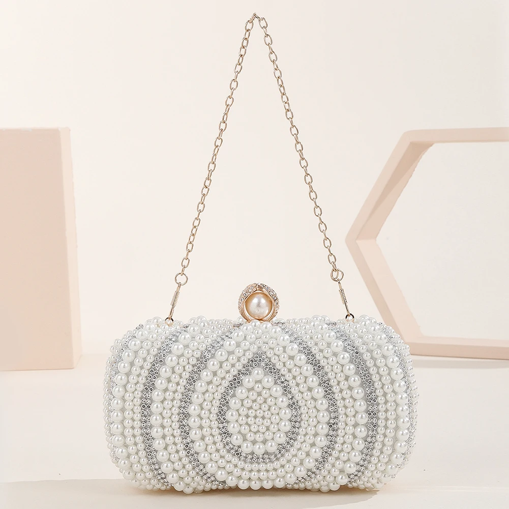 

Pearl Clutch Handbags Lady Rhinestones Purse Beaded Diamonds Women Evening Bags Wedding Bridal Dinner Party Purse