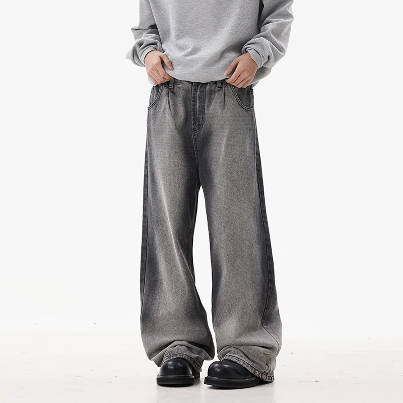 Джинсы мужские/женские градиентные прямые широкие брюки с карманами в