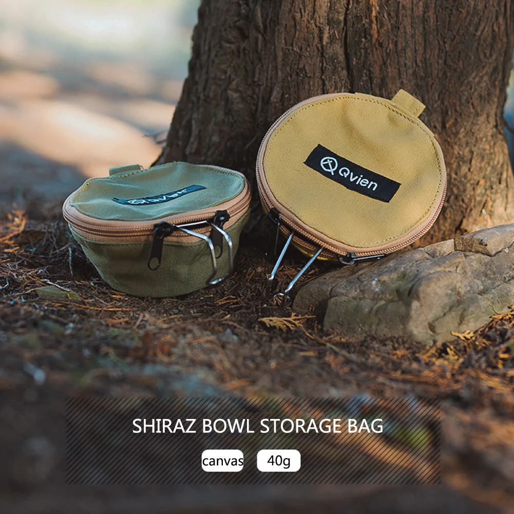 

Qvien Camping Sierra Cup Bowl Organizer Storage Bag Canvas Tableware Cookware Travel Carrying Case for Outdoor Hiking Fishing