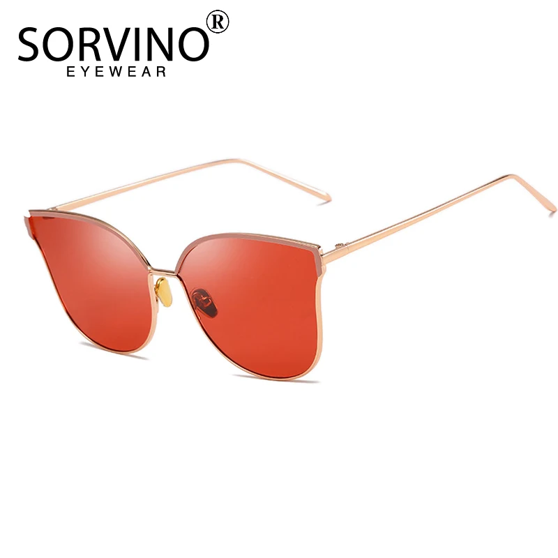 

SORVINO Vintage Shades For Women Cat Eye Sunglasses 2020 Luxury Brand Designer Mirror Sun Glasses Fashion Metal 90s Oculos P370