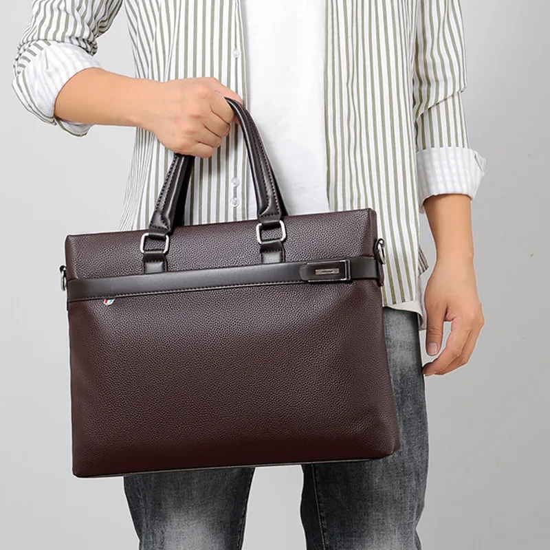 Business Black Men's Briefcase Bag Soft Leather Handbag Luxury Shoulder Messenger Bag Casual Man Laptop Tote Bag