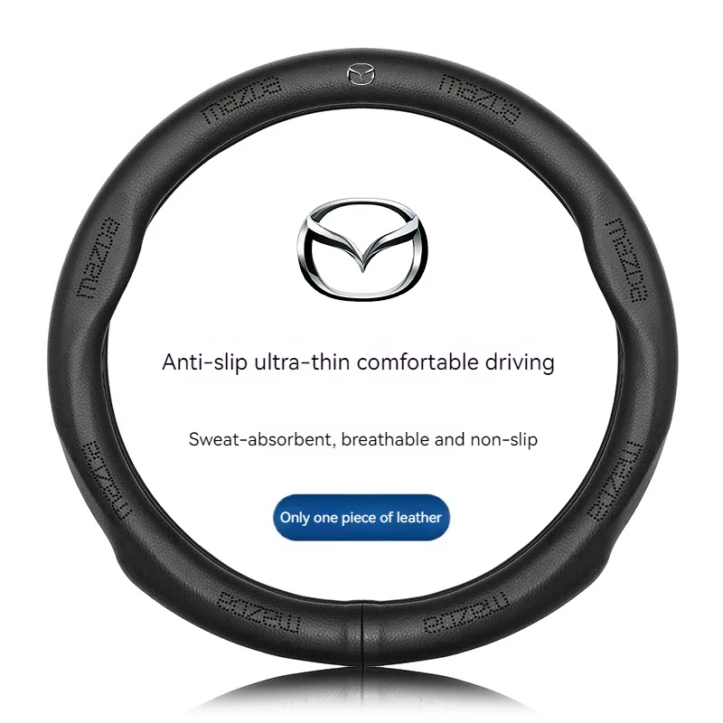 

Для Mazda 3 5 6 SKYACTIV Axela Atenza CX30 CX5 CX8 CX9 MX5 RX8 RX7 BT50 Кожаный чехол на руль автомобиля из углеродного волокна, аксессуары