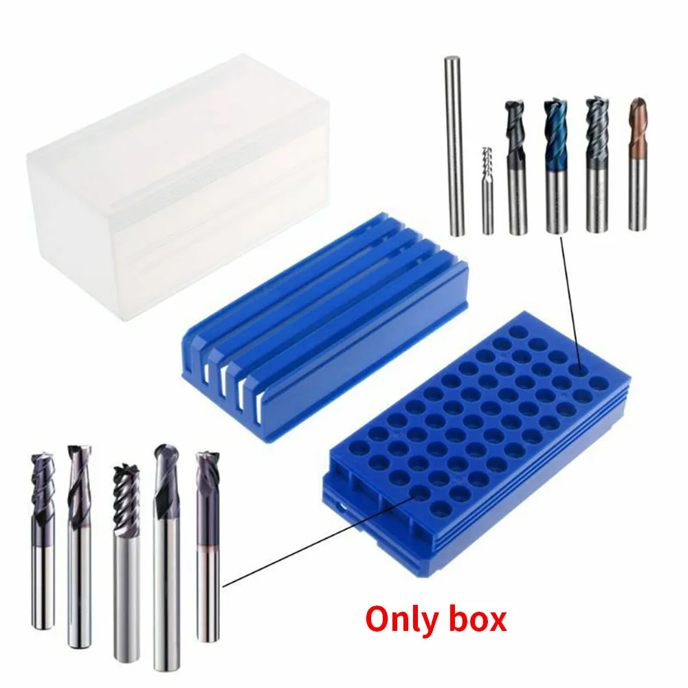 

50 Holes Portable Drill Bit Organizer Holder Tool Drawer Type PP Practical Transparent Accessories Storage Box Milling Cutters