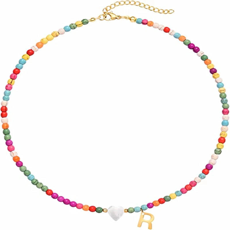 

Stainless steel letter Necklace 2mm Orchid stone 2022 New Jewelry Women Short Boutique Beaded Accessories Charm Christmas Gift