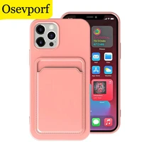 luxury silicone card slot holder case for iphone 13 12 11 pro max x xs xr max id credit card bag back cover funda for iphone 7 8