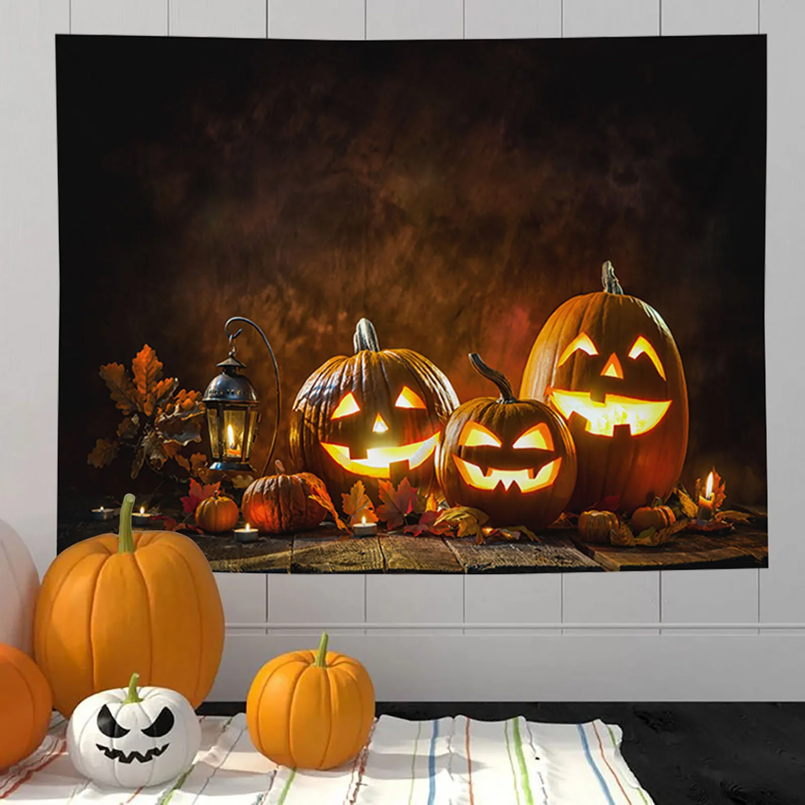 

Halloween Cloth Pumpkin Cemetery Halloween Tapestry Wall Witch Cloth Home Textiles Knit Tapestry Decorative Tapestry