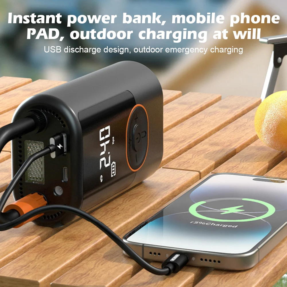 Компрессор автомобильный Аккумуляторный с USB-выходом 100 Вт