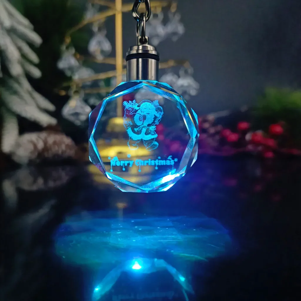Рождественские украшения брелок со светодиодной подсветкой 7 цветов кристалл