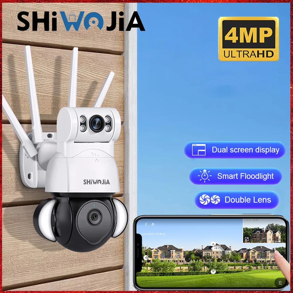 

Shiвоенia 4-мегапиксельная 4-кратная цифровая камера с двойным объективом WiFi Беспроводная автоматическая камера слежения за движением изобра...