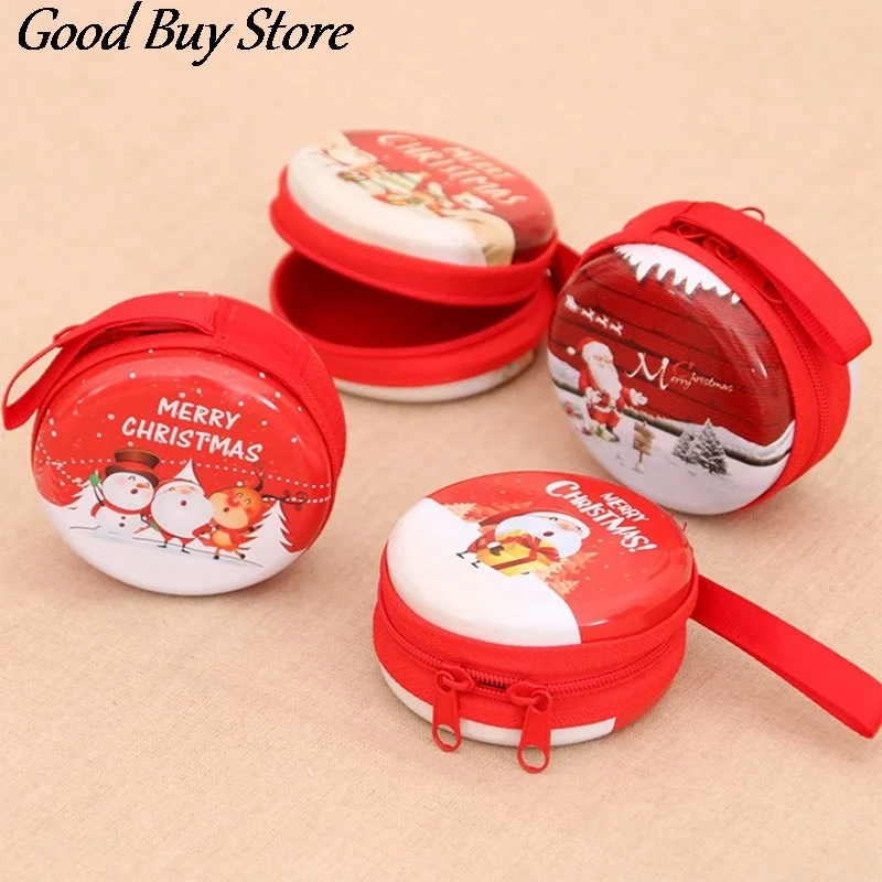 

Рождественский Кошелек для монет с изображением снеговика, миниатюрная сумка для хранения, кошелек, круглые кошельки с мультяшным принтом, повседневный миниатюрный кошелек для мелочи, портативные сумки