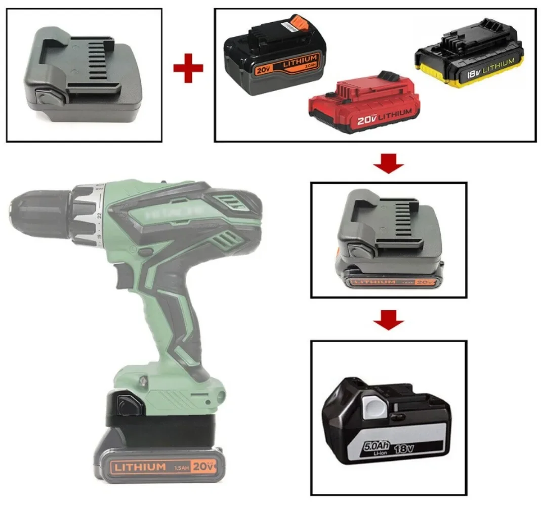 

Battery Adapter For Black&Decker For Porter Cable For Stanley 18V 20V Li-ion Battery Convert to for Hitachi 18V Power Tool Drill