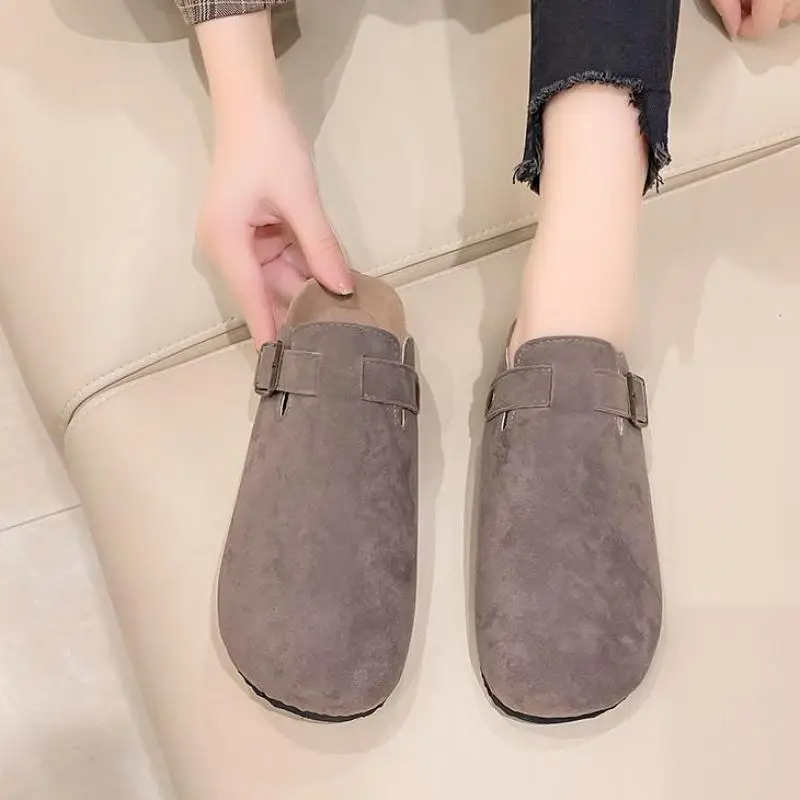 

Женские босоножки больших размеров 35-45 с перекрестными краями, полузакрытые сандалии, тапочки из пробки без каблука, Chinelo Feminino