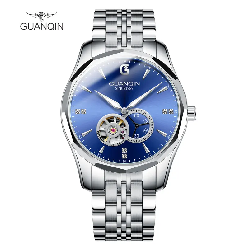 

GUANQIN Sapphire Men Watch Luxury Mechanical Chronograph Automatic Winding Bracelet Accessories Tungsten Steel Tourbillon Clock