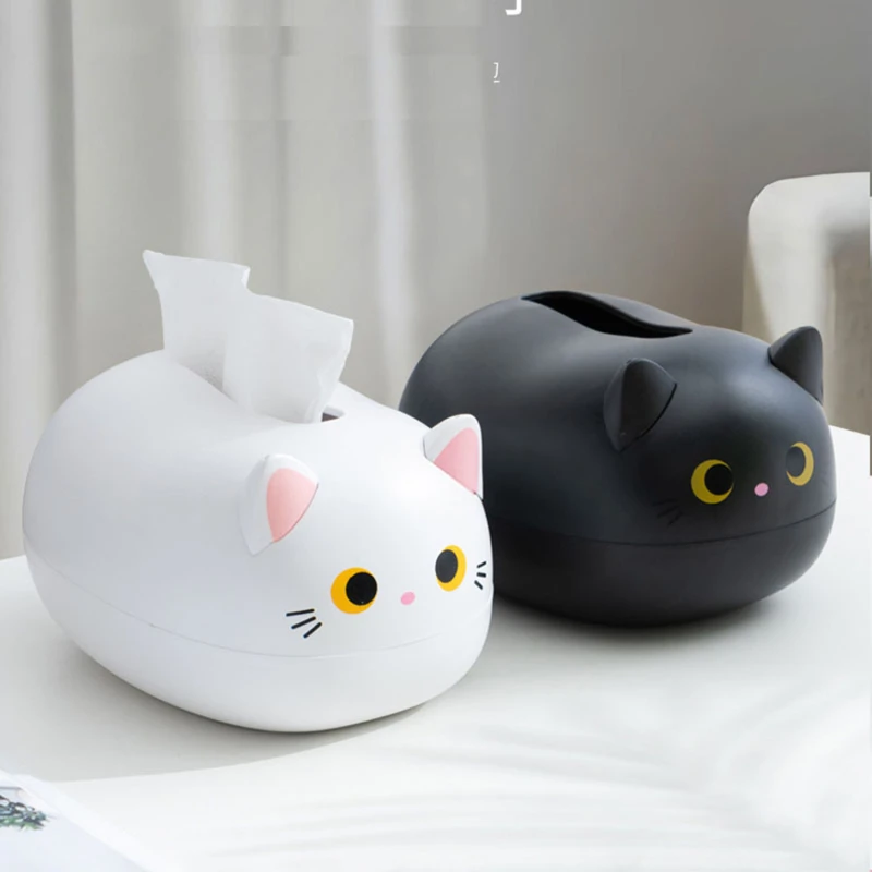 

Kawaii Cat Tissue Box Kitchen Napkin Storage Box Wc Paper Container Desktop Toilet Paper Holder Nordic Style Home Decoration