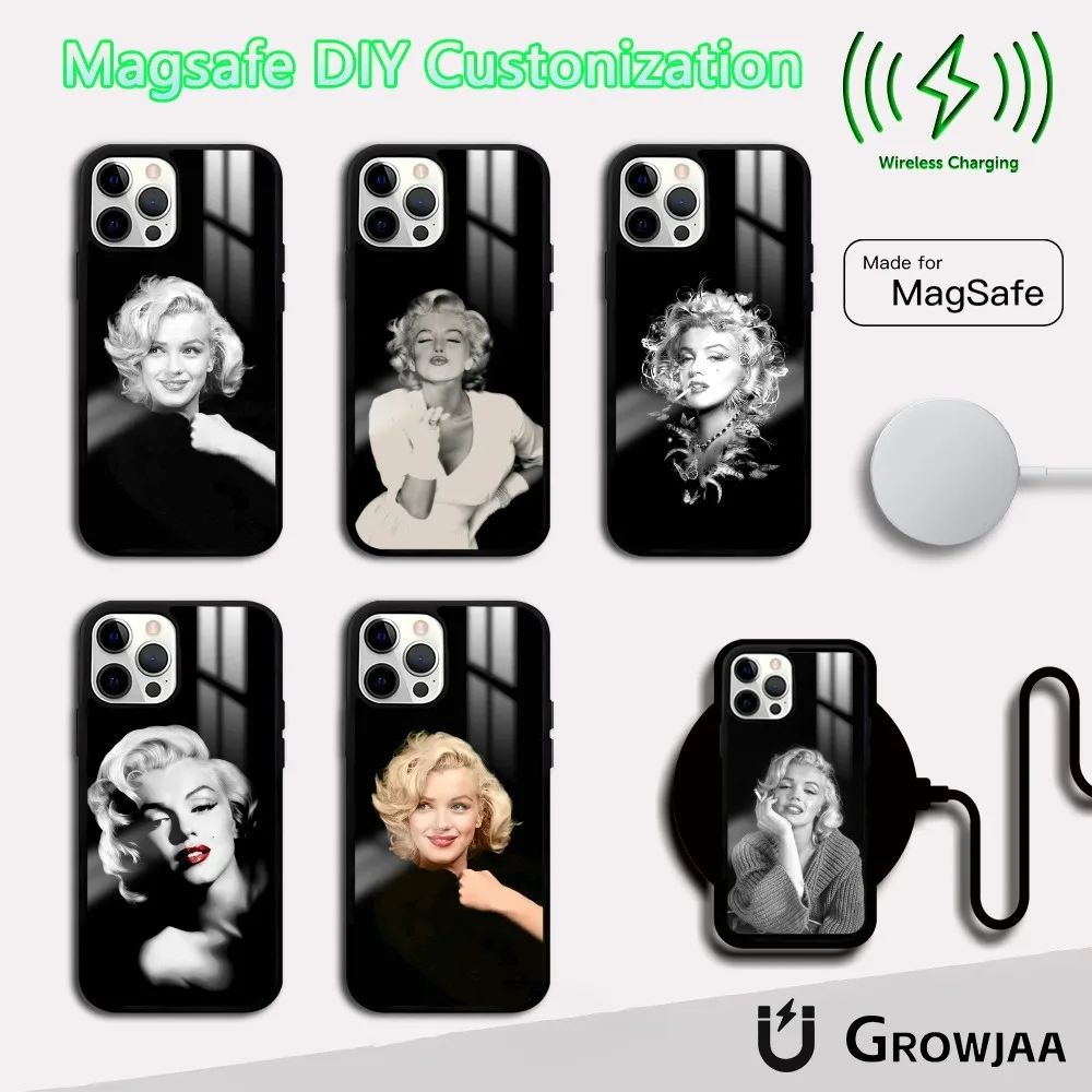 M-Marilyns M-Monroes Sexy Girl Phone Case For IPhone 16 15 14 13 12 11 Pro Max Plus Mini Magsafe Mirror Wireless Magnetic Cover