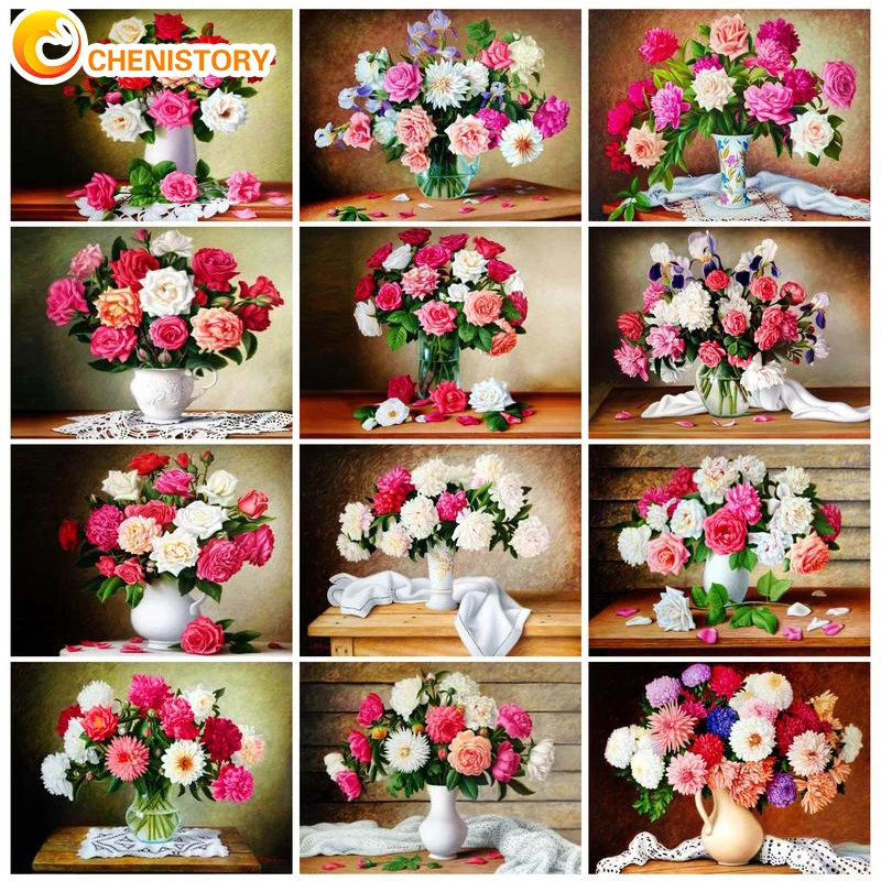 

CHENISTORY 5D Diamond Painting Full Square Flower Diamond Mosaic Landscape Cross Stitch Rhinestones Handmade Hobby Home Decor