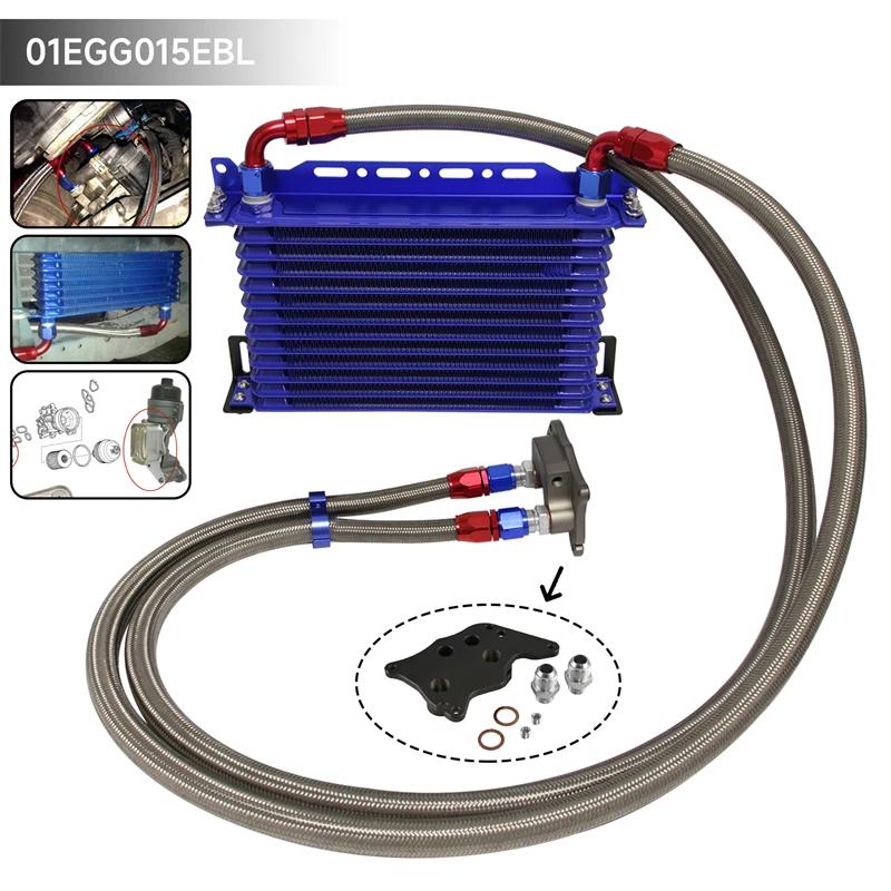 

13 Row AN10 Oil Cooler Kit For BMW Mini Cooper S Supercharger R56 1.6L 2006-2012 Black / Blue