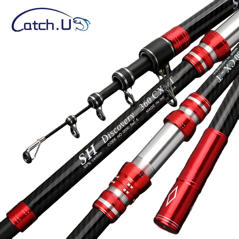 Telescopic Sea Fishing Rod Carbon Fiber Spinning Fishing Pole Super Hard Short-section Long-range Fishing Heavy Travel Sea Rods
