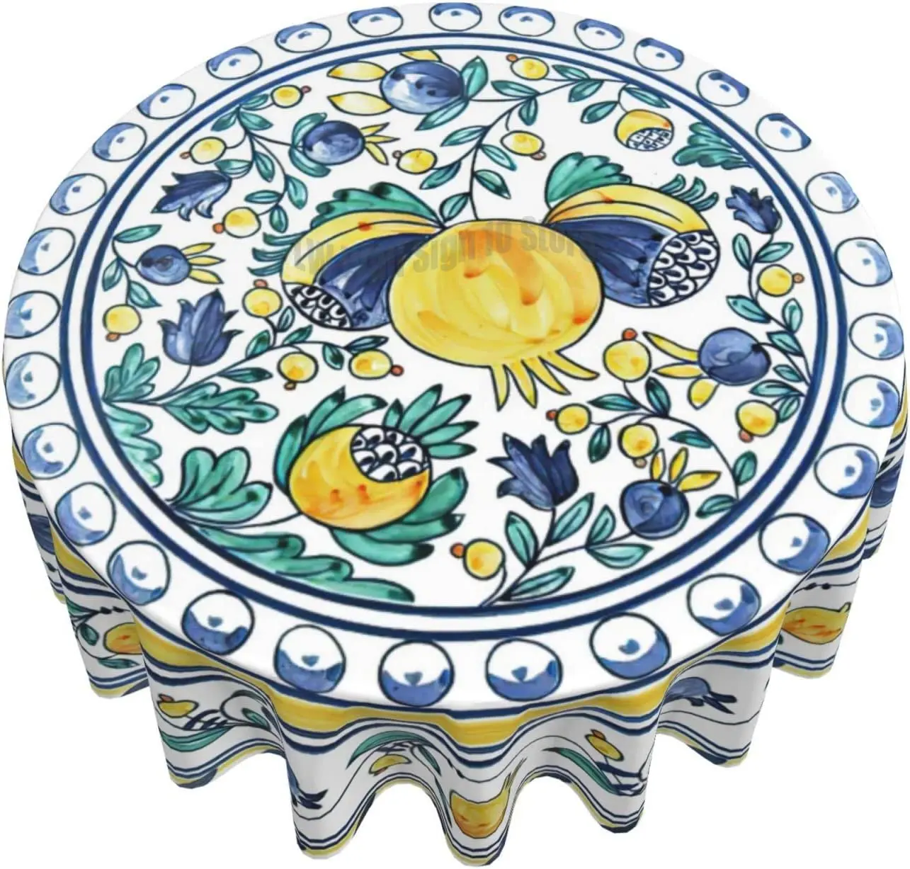 

Круглая скатерть, 60 дюймов, желто-белая Водонепроницаемая скатерть с принтом гуавы, устойчивая к пятнам, для столовой, кухни, свадьбы