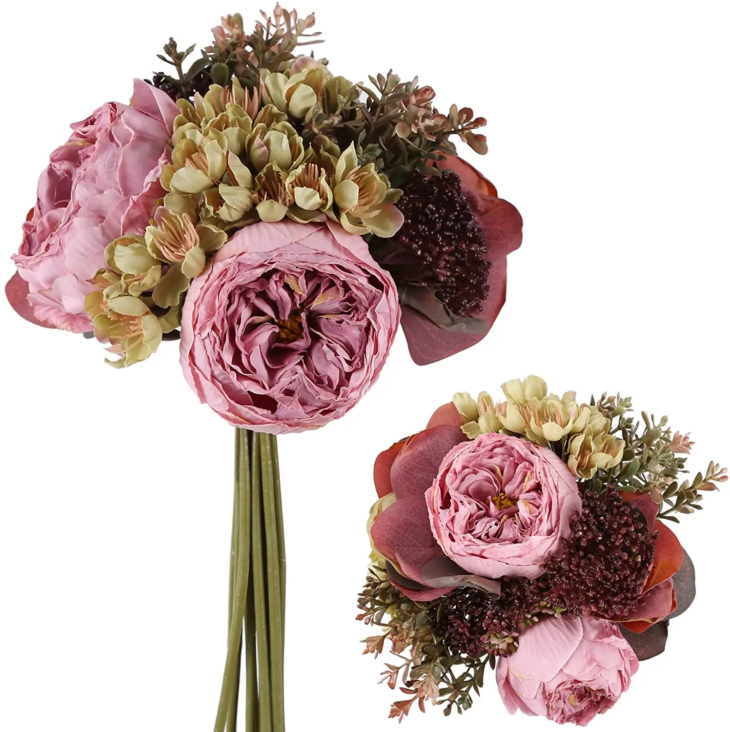 

2 Bouquet Vintage Peonies Artificial Flowers Silk Fake Flowers for Floral Centerpieces for Tables Decorations for Home Party