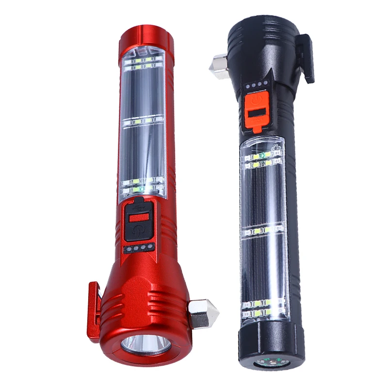 JUJINGYANG outdoor portable multifunctional safety Hammer glare with side light flashlight