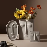 ceramics face vase nordic creative art vase plain embryo desktop ornament flower arrangement container living room home decor d