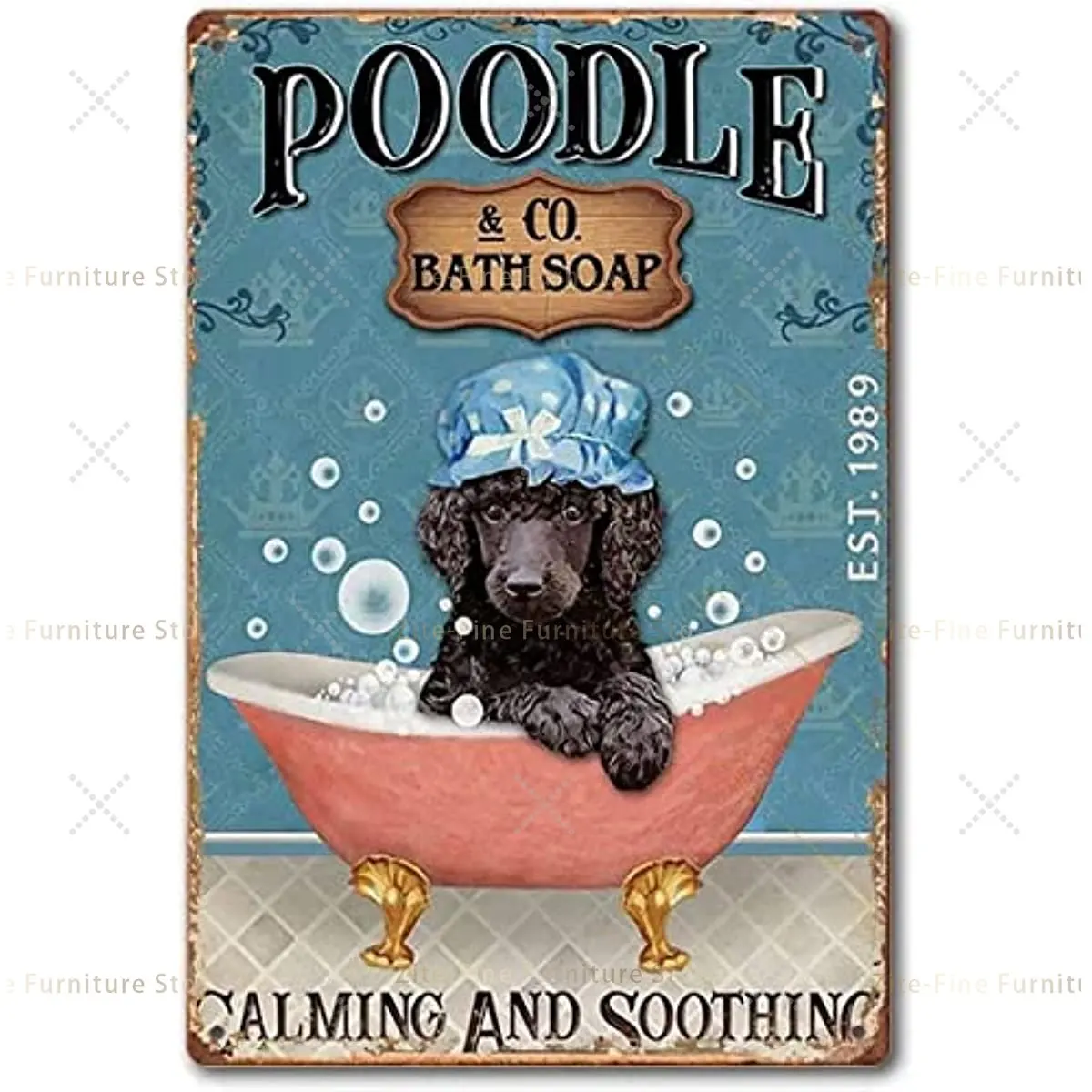 

Poodle Dog Retro Metal Tin Sign ,Funny Poster Cafe Dining Room Living Room Bathroom Kitchen Home Art Wall Decor Plaque Gift