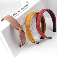 korean new high grade knot twist knot bow thin edge with teeth non slip pure color cloth art double side send hoop female