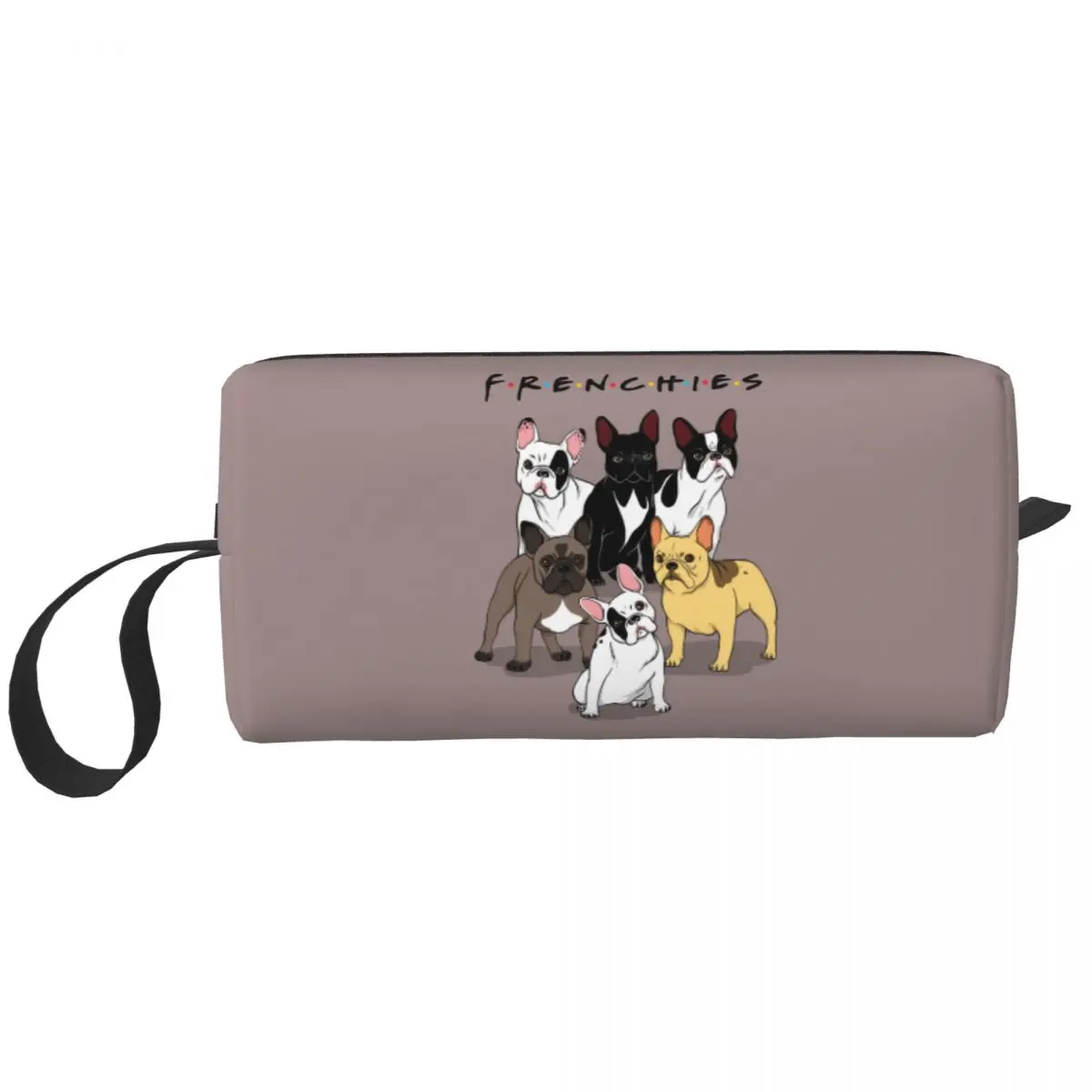 

Funny Frenchies French Bulldog Cosmetic Bag Women Cute Large Capacity Dog Animal Makeup Case Beauty Storage Toiletry Bags