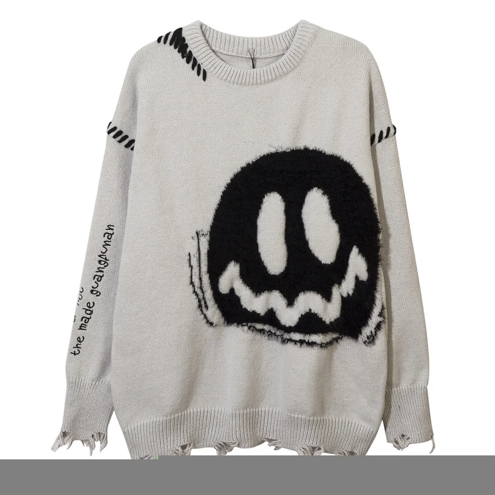 

Men 2023 New High Luxury Gothic Winter gentleman Smiley Face Knit Casual Sweaters pullover Asian Size High Street Drake #R92