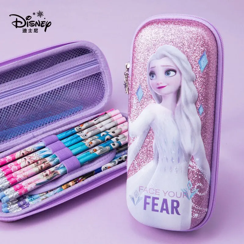 

Disney Frozen Elsa Elsa 3D large-capacity stationery box children's pencil case female anti-pressure and drop-resistant EVA lead