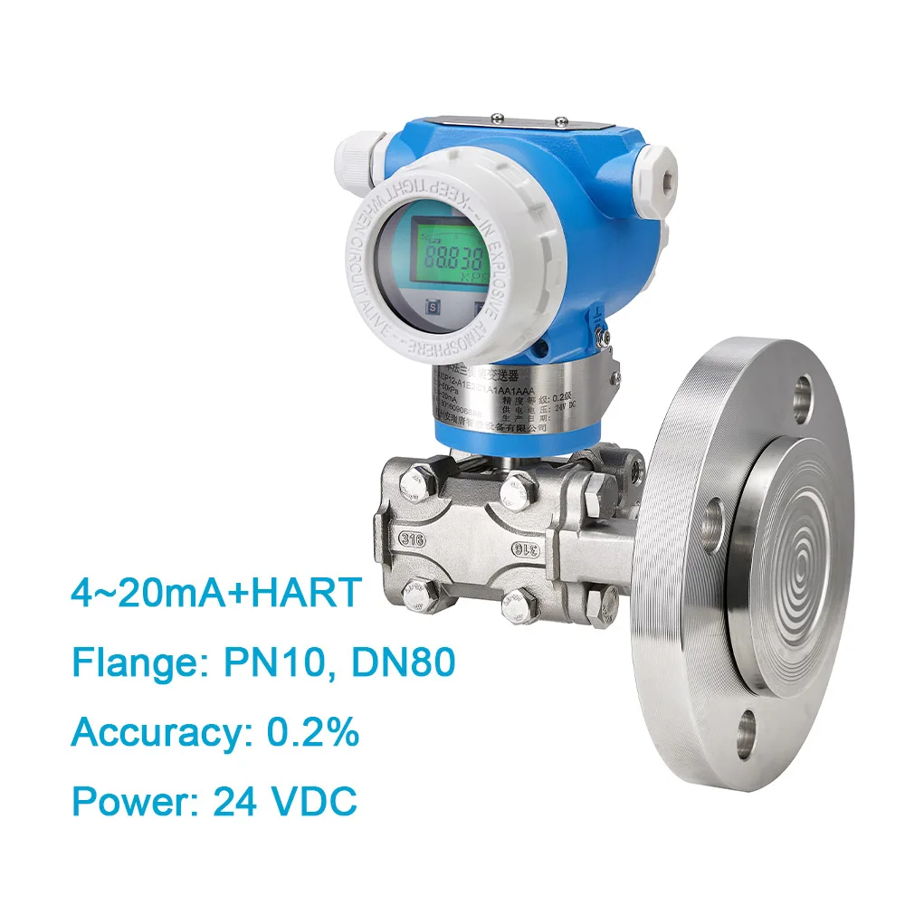 

RTS 0.2% High Precision 4-20mA Using Hart Protocol DN80 Flange Type Differential Pressure Transmitter For Air And Gas