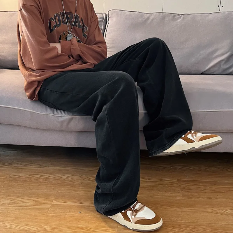 Black Red Baggy Jeans Men Fashion Casual Wide Leg Jeans Men Japanese Streetwear Hip Hop Loose Straight Denim Pants Mens Trousers
