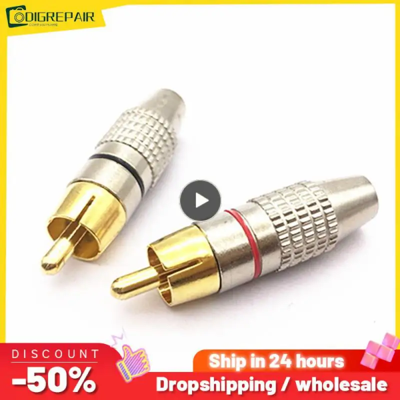 

1~5PCS Gold Plated RCA Male Plug RCA Plug Video Locking Cable Connector for Coaxial Cable Balck Red Wholesale