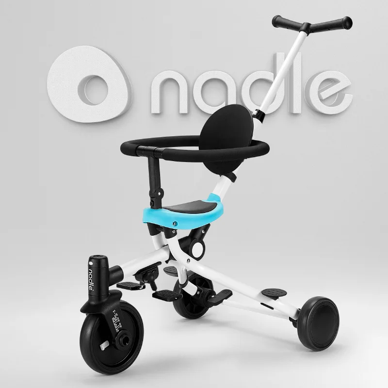 Nadle hand push tricycle 2 in 1 kid car foldable lightweight two way stroller multi-function child walking artifact
