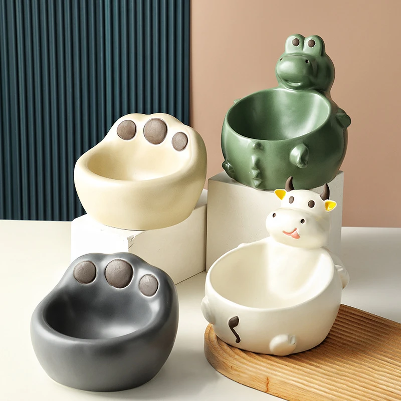 

Cute Small Dogs Food Water Bowl Funny Shape Cat Anti-overturning Drink Eat Feeders Puppy Pet Ceramic Feeding Supplies