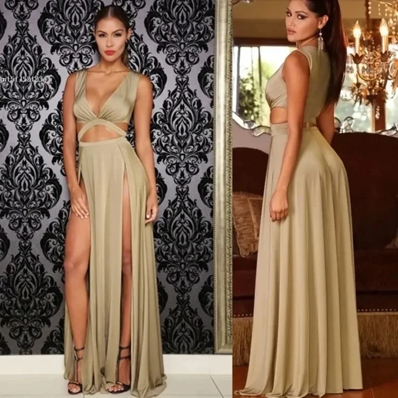 платье для вечеринки в ночном клубе длинное макси с запахом Vestido U