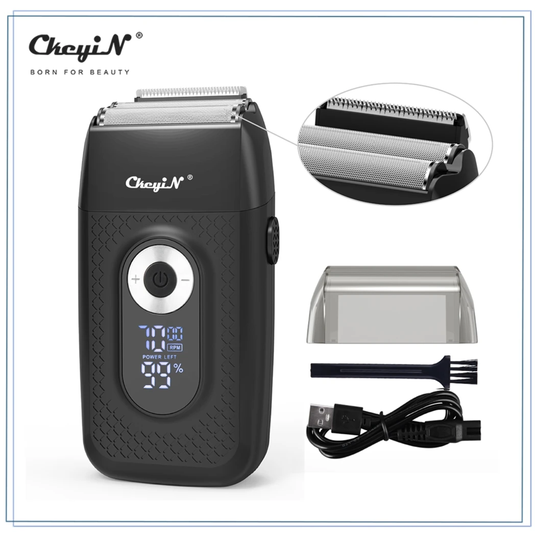 

CkeyiN Electric Reciprocating Shaver for Men with LCD Display and Hair Trimmer Waterproof Low Noise Titanium Blade Beard Razor