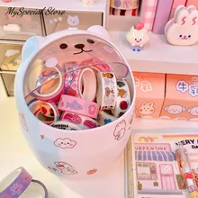 1 Piece Creative Stationery Storage Box Kawaii Cute Cartoon Makeup Storage Box Student Office Desktop Organizer Student Supply