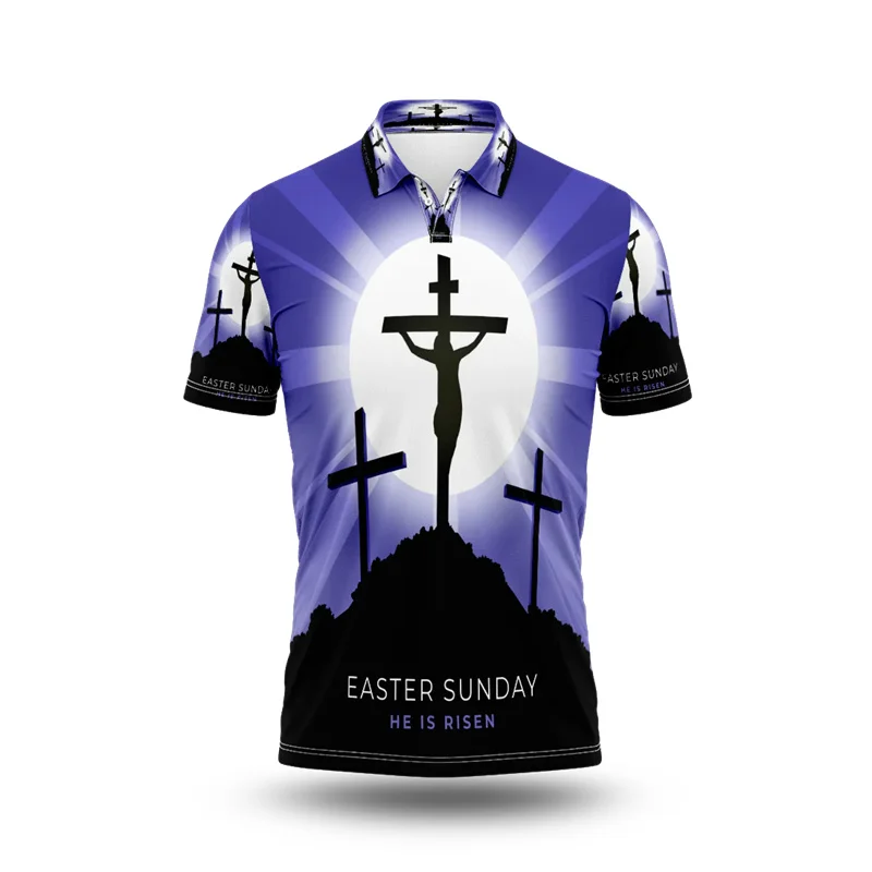 Vintage 3D MyGod Jesus Printing Polo Shirt Christian Spiritual Totem Graphic T For Men Fashion Mens Clothing