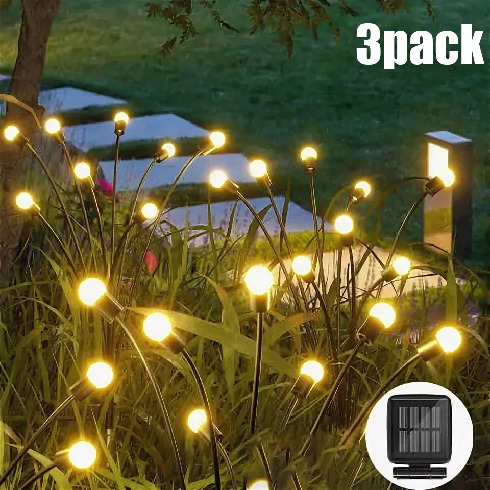 

3pcs Solar Firefly Lights 6 Led Solar Garden Lawn Lights Outdoor Waterproof Swaying Light For Courtyard Patio Pathway Decoration