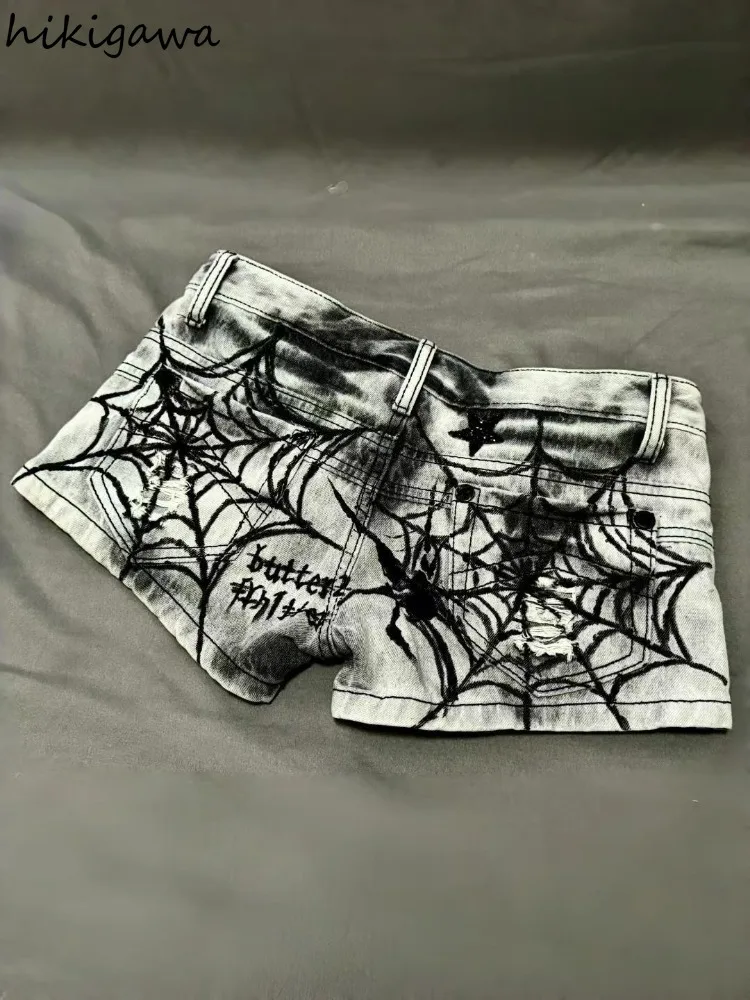 Женские джинсовые шорты в стиле Харадзюку уличная одежда панк летние модные