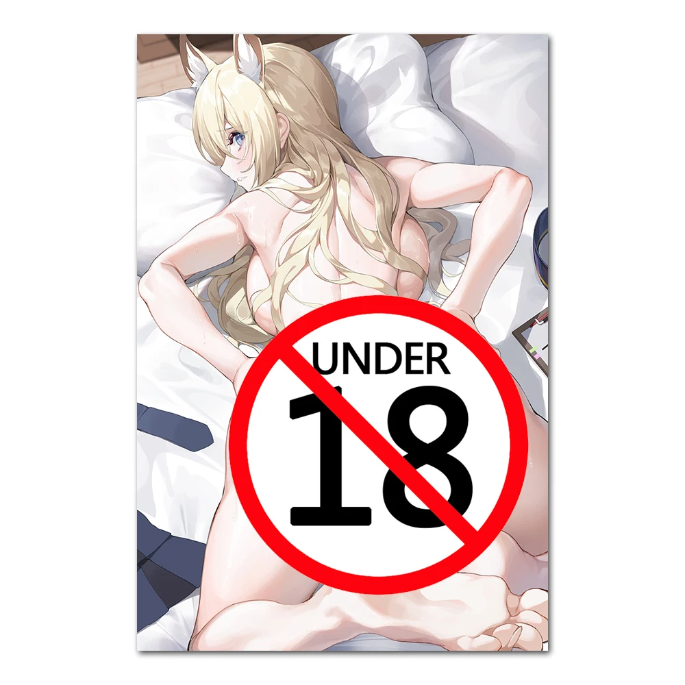 Аниме Горячая обнаженная девушка на кровати Настенное искусство Взрослый