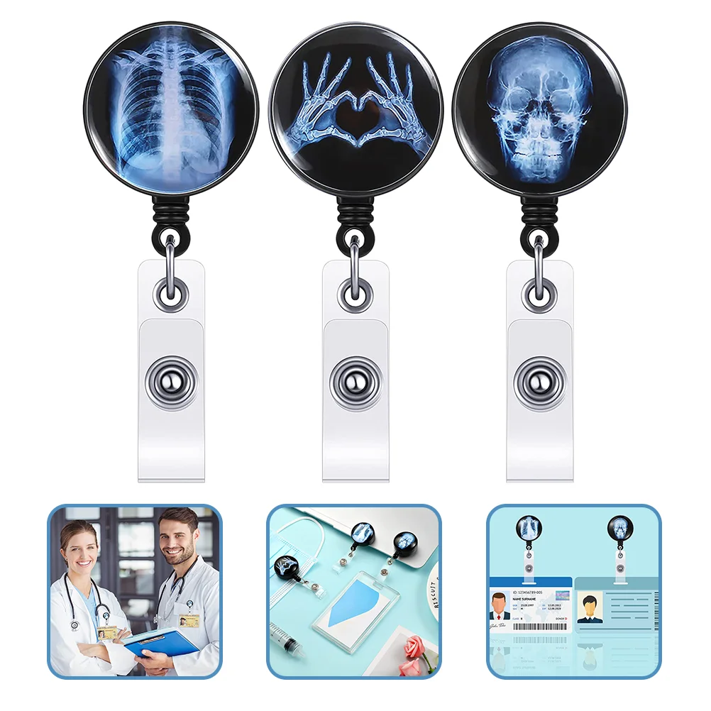 

3Pcs Name Badge Reel Retractable Badge Holder Pediatric Badge Reel Radiology Gifts