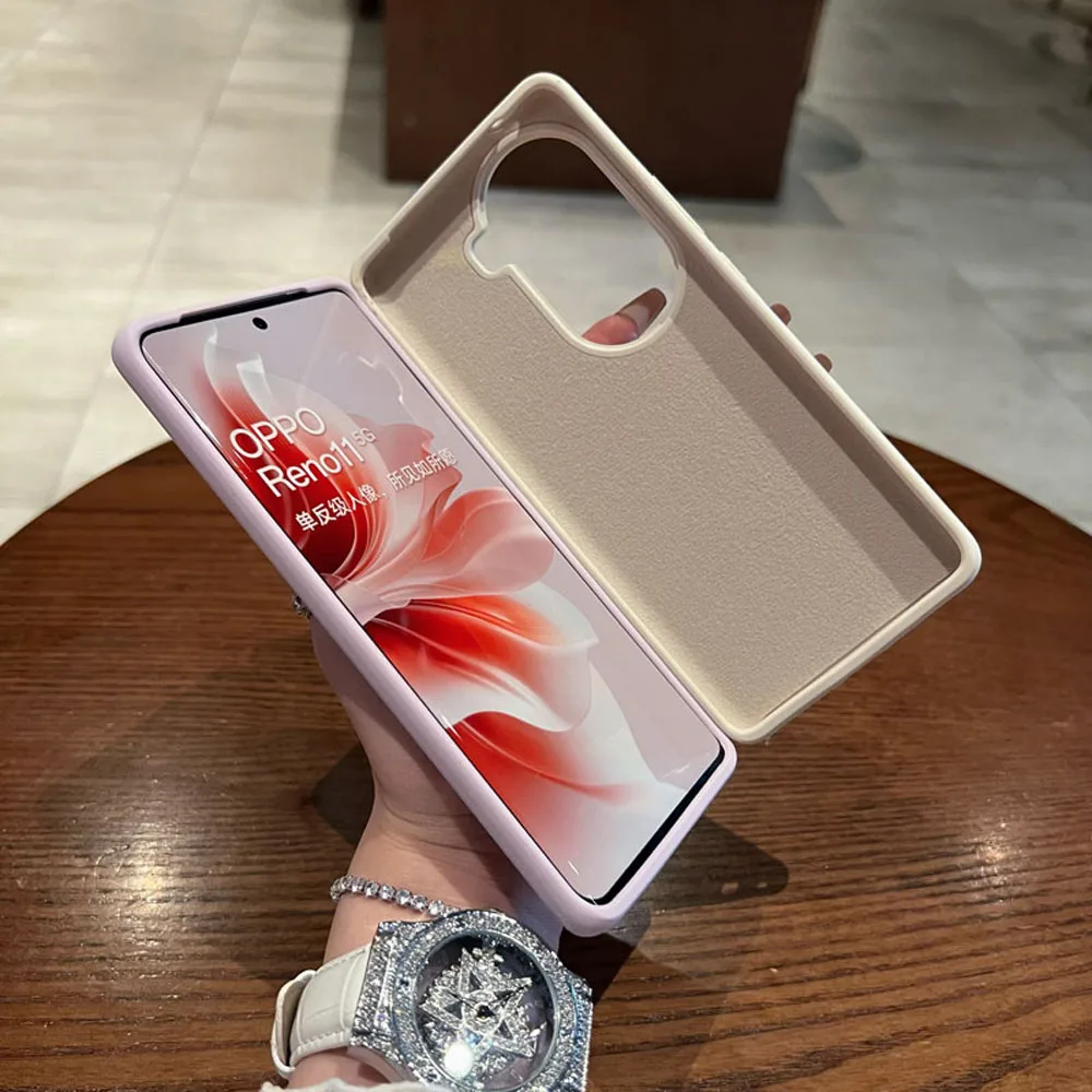 Фото Мягкий жидкий силиконовый противоударный чехол для OPPO Reno 13 12 14 Pro 5G, оригинальный защитный чехол в официальном стиле Funda №2