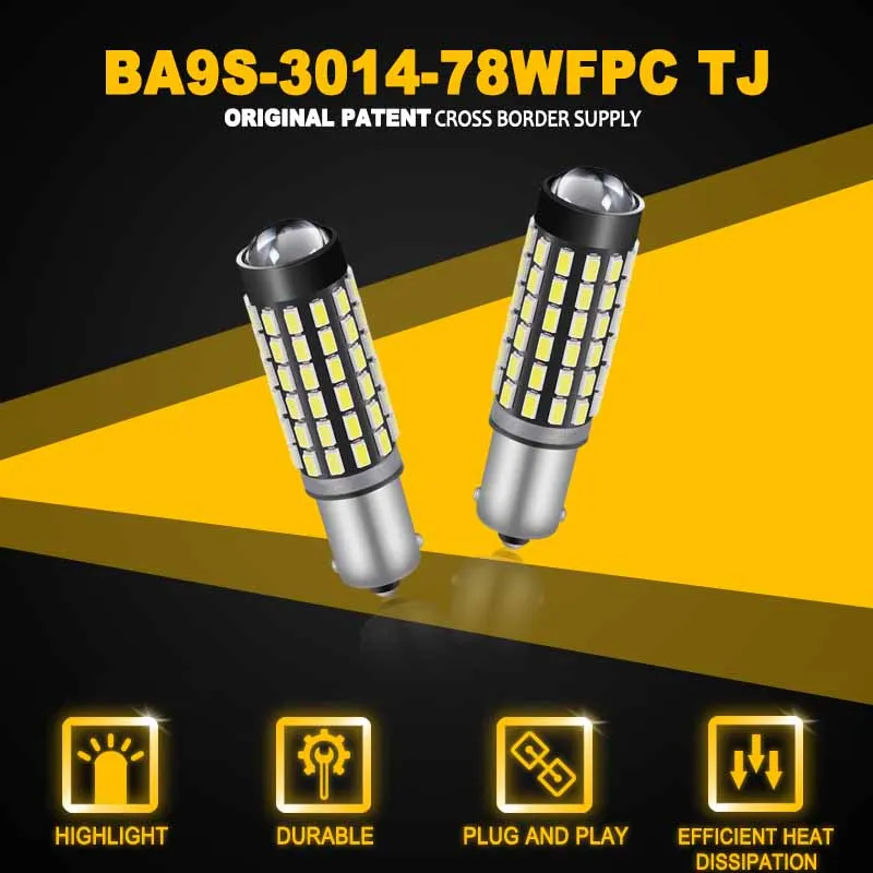 100 шт. Автомобильные светодиодные лампы T4W BA9S 12 в пост. Тока