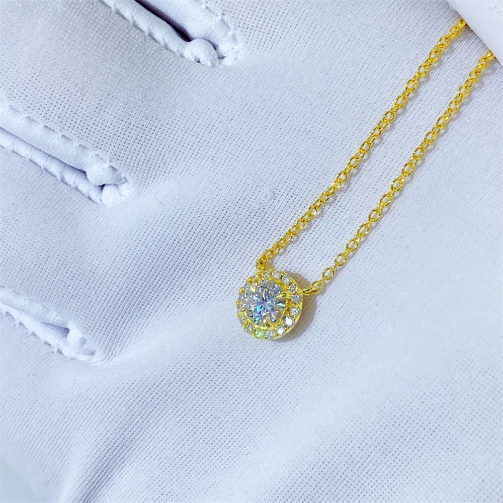 5.0mm VVS Moissanite Necklaces S925 Silver Round Diamonds Necklaces for Women Fashion Link Chain Pass Diamond Test Men Jewelry