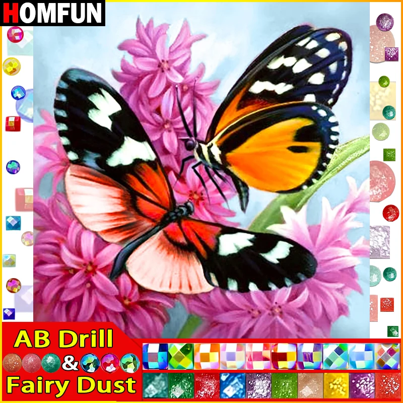 HOMFUN сказочная пыль AB полная Алмазная вышивка своими руками 5D алмазная живопись