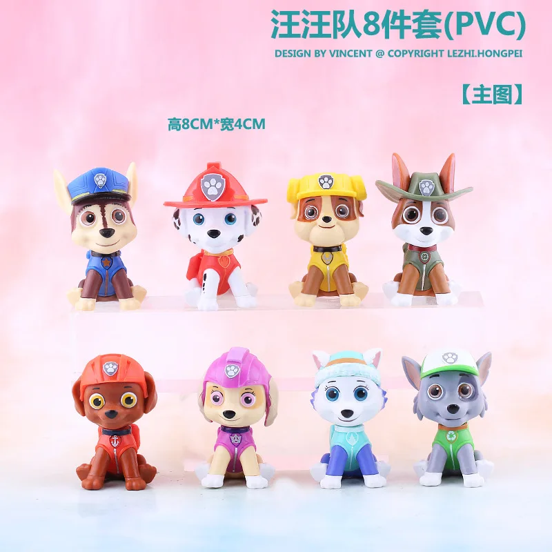 

8Pcs/set New Paw Patrol Canina Anime Figure Action Figures Puppy pat patrouille Car Toy Patroling Canine Toys For Children Toy