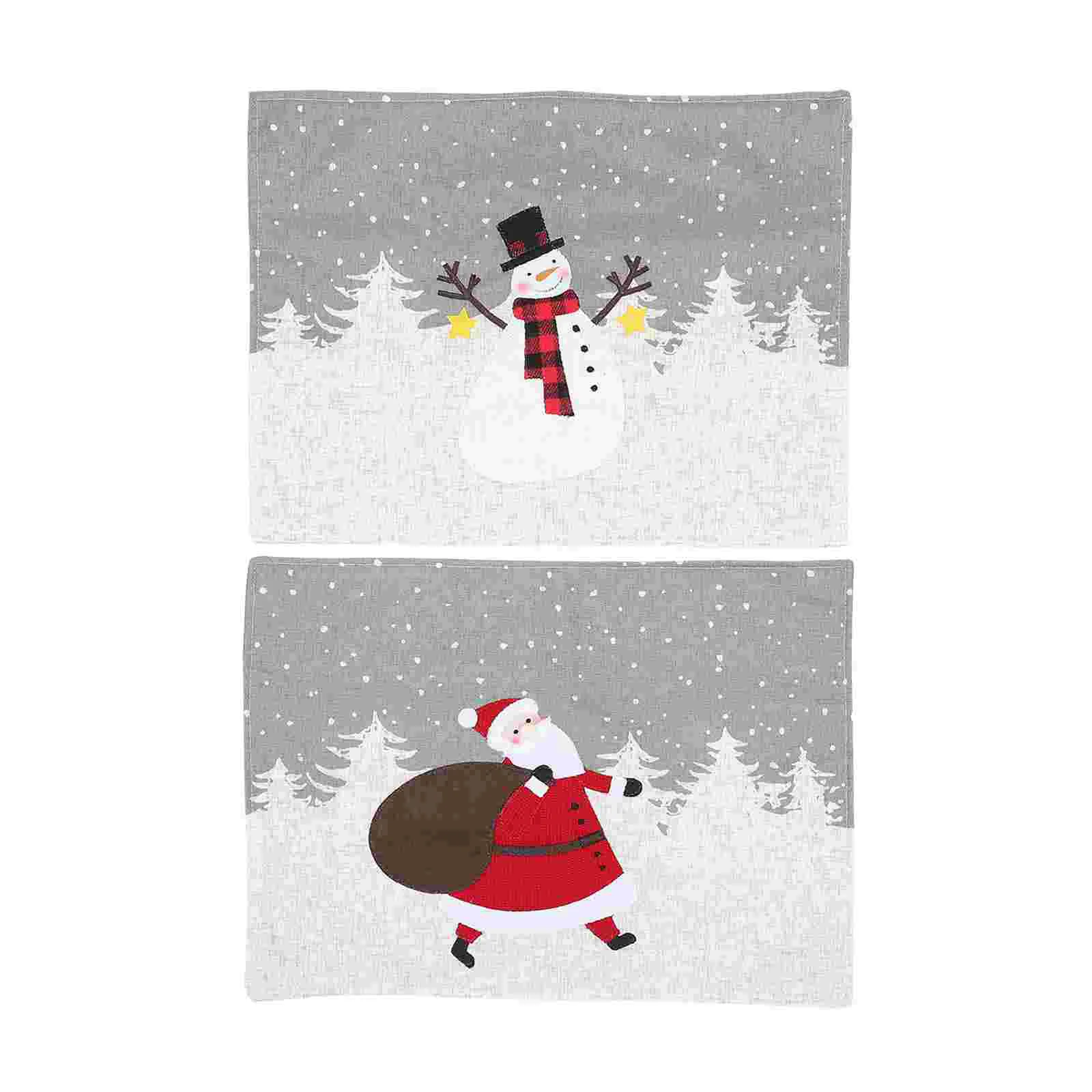 

Placemat Tablemat Christmas Kitchen Place Mats Home Covering Pattern Themed Tabletop Dinning Santa Snowman Holiday Festive
